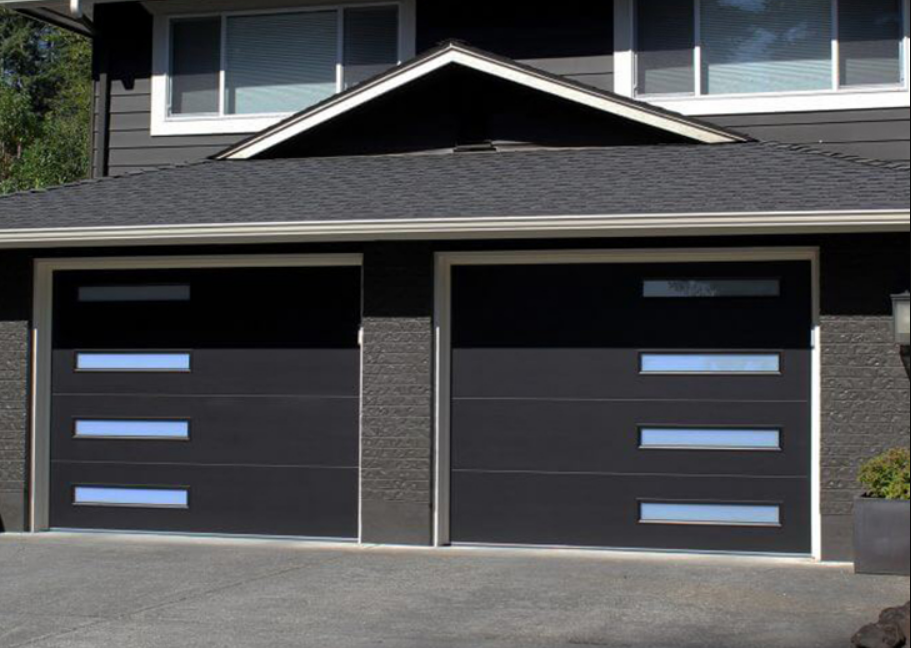 A beautifully crafted custom garage door installed by Alum Creek Garage Doors Repair, showcasing a modern design with durable materials and expert craftsmanship